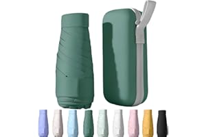 Mustarpicking UPF50+ Mini Travel Sun Umbrella for Purse With Case,Small Compact UV Umbrella Protection Sun,Lightweight Portable Parasol Windproof for Women Men Kids