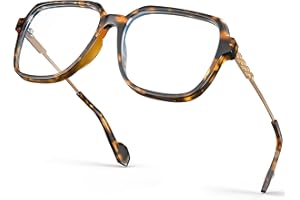 VISOONE Oversized Blue Light Blocking Glasses with Chic Square TR90 Frame and Metal Temple for Women Men REMY