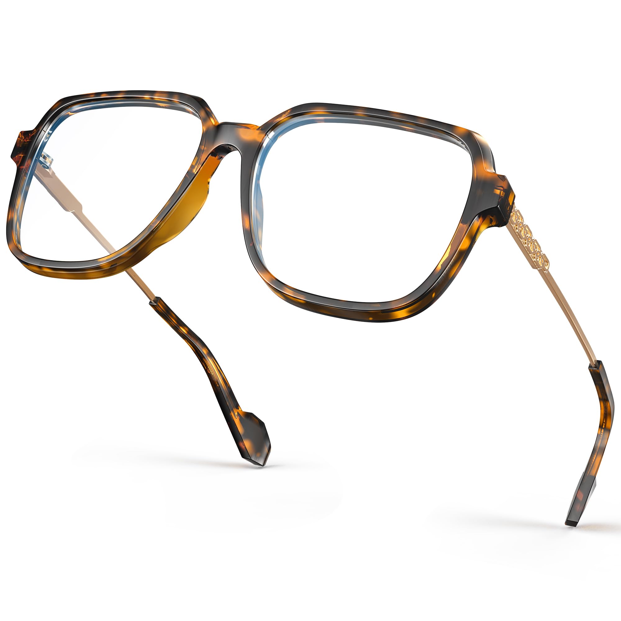 Photo 1 of VISOONE Oversized Blue Light Blocking Glasses with Chic Square TR90 Frame and Metal Temple