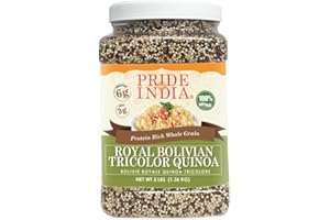 Pride Of India - Natural Three Color Bolivian Royal Quinoa - Protein Rich Whole Grain Jar, 3 pound (1.5 Kilo) Jar (2.2 Pound 