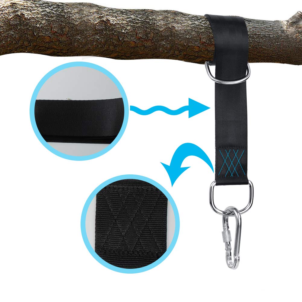 Ciaoed Schaukel Befestigung, Hängematte Befestigung für Bäume geeignet 2 x 150cm, mit 2 Schwerlast Karabinern und D-Ringen, Perfekt für Hängematten Aufbewahrungstasche