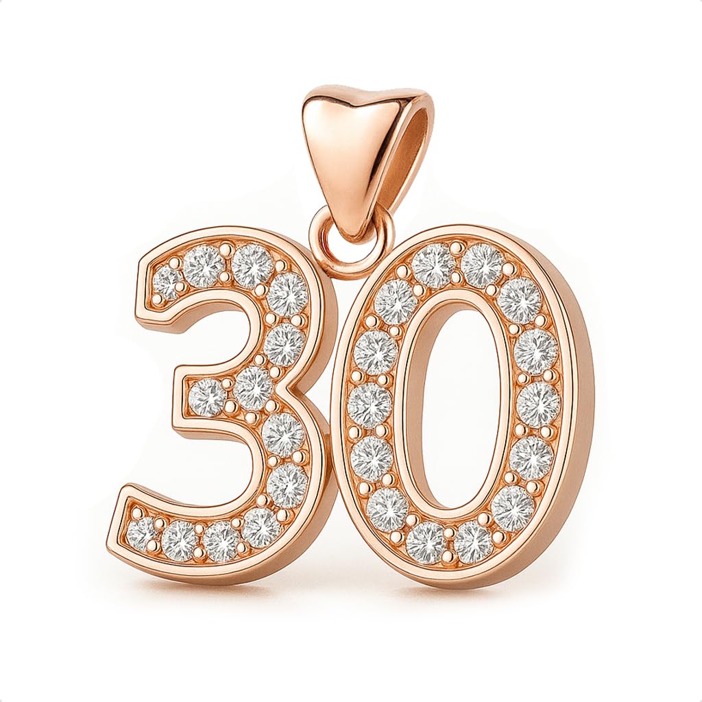 30 Charm Bead 925 Sterling Silver with Rose Gold for Pandora Moments Women's Charms Bracelet & Necklace - 30th Her Girls Women - Happy Birthday Gift Box