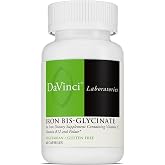 DaVinci Labs Iron Bis-Glycinate, 60 Vegetarian Capsules | Gentle Iron for Women &amp; Men without GI Side Effects, Supports Hemoglobin Production &amp; Energy with Vitamin C &amp; More, Vegan