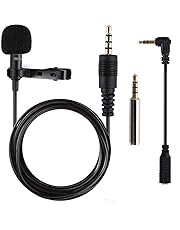 Gyvazla 3.5mm Lavaier Microfono Condensatore Omnidirezionale con adattatore Con Easy Clip sul sistema, per Registrazione di Interviste/Conferenza Video/Podcast/Voice Dictation/Phone