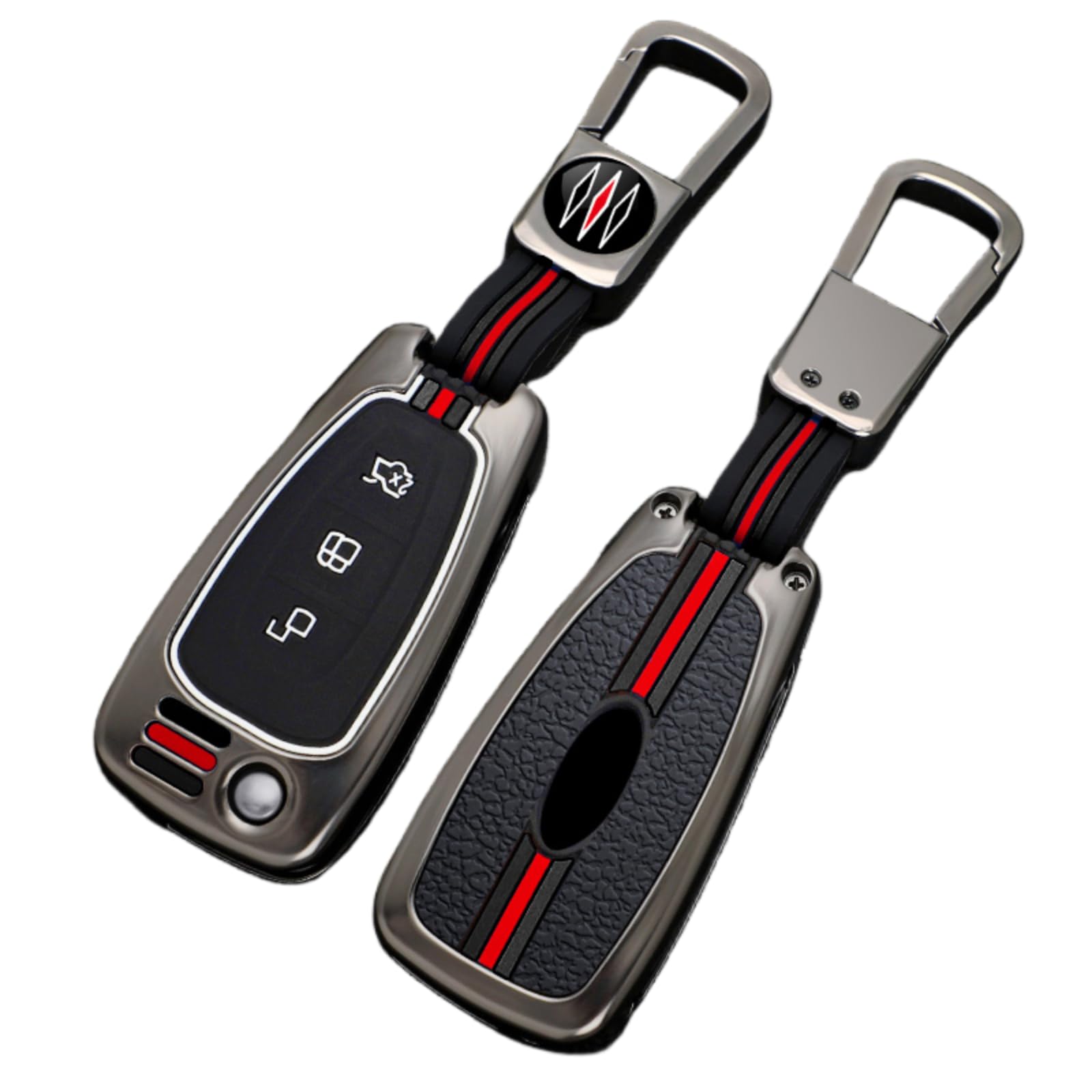 Happyit Zinc Alloy Car Key Cover Cases for Ford Fiesta Focus Mondeo Kuga Escape Falcon Galaxy Fusion Mustang Explorer Edge Escort Mk3 Mk4 Ranger 3 Buttons (C, Matt Color)