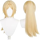 Aicos Blonde Ponytail Cosplay Wig for Women Long Blonde Straight Anime Wig With Bangs for Halloween Costume Party