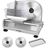 Meat Slicer Machine for Home, 200W Food Slicer with Two 7.5" Blades | 200W DC Motor, 2 Removable 7.5" Stainless Steel Blades, Stainless Steel Tray, Child Lock, 0-15 mm Adjustable Thickness