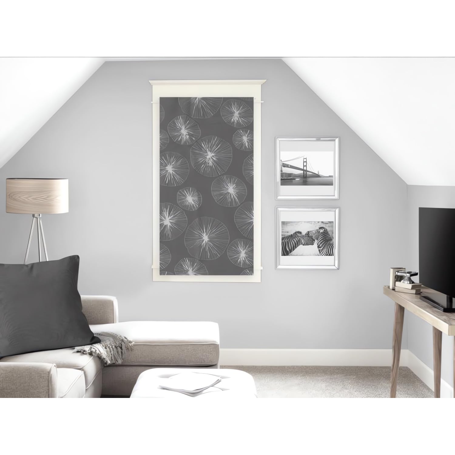 Soleil d'ocre Net Curtain, Voile, Polyester, Gray, 45 x 90 cm