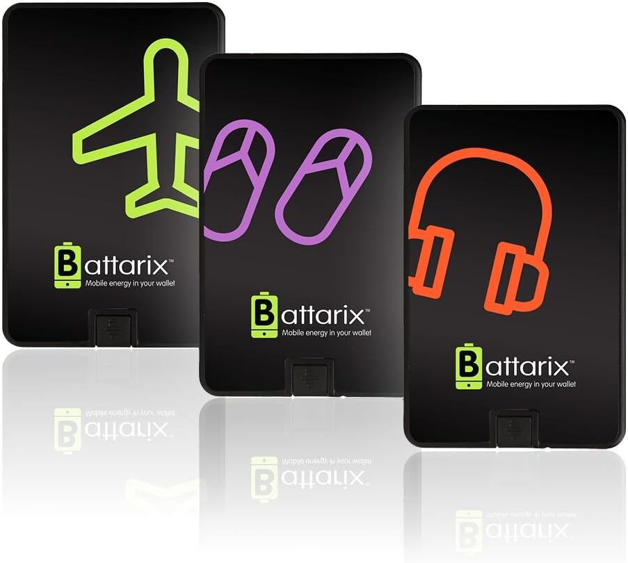 Battarix Emergency Disposable Ultra-Slim Battery Charger Built in Cord Micro USB Connects to ALL Android Phones,750 MaH (3 Pack)