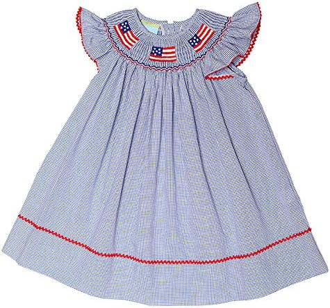 Anavini Flag Smocked Bishop Dress - Girl's Size 8