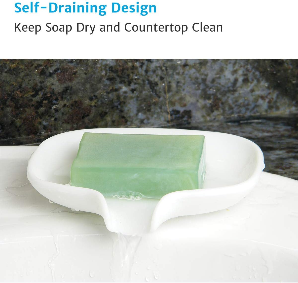 AIMAIAIMAI 3 Pack Silicone Soap Dish with Drain, Bar Soap Holder for Shower/Bathroom, Self Draining Waterfall Soap Tray/Saver for Kitchen, Keep Soap Dry, Easy to Clean: Home & Kitchen
