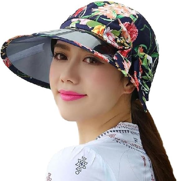 Amazon Hobby Jet レディース つば広 大花柄 紫外線対策 帽子 サンバイザー 夏 ウォーキング サイクリング 3色 ブラック バイザー 通販