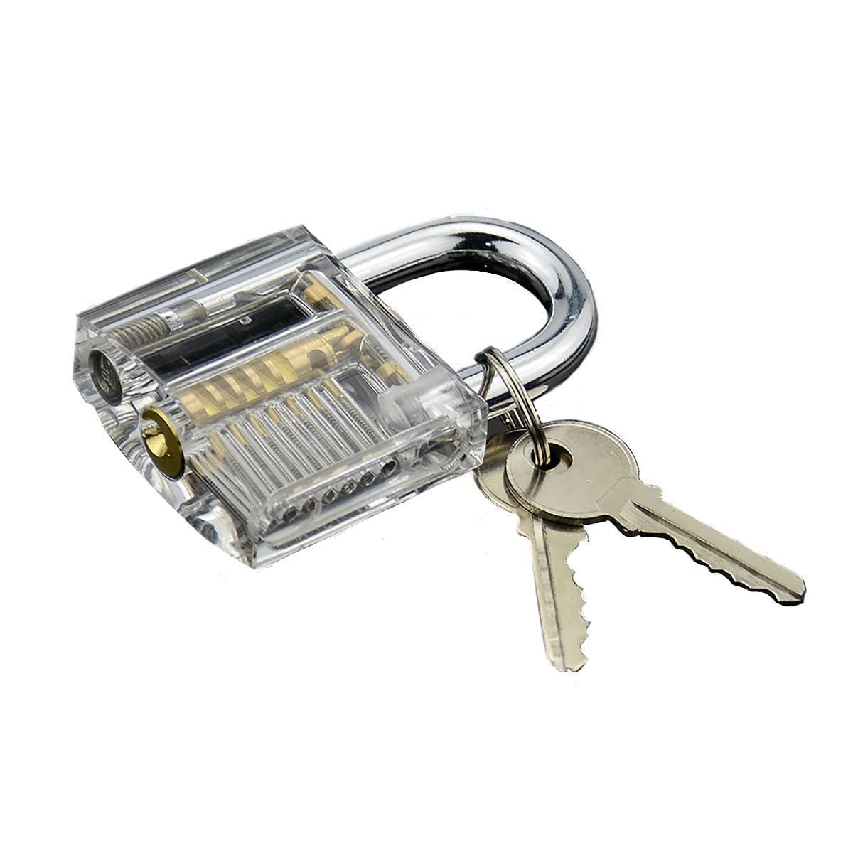 Stainless Steel Transparent Plum Blossom Padlock Style, Padlock with 2 Key, Training Lock Professional Cutaway View, Internal Practice Key Padlock, Clear Lock 1 PCS