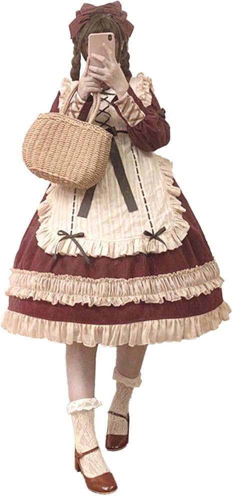 Amazon オペラ学生ケーキワンピース 日常洋服ゴスロリ コスプレ コスチューム 長袖ワンピース 人形師 ドレス ロリィタ Op 膝丈 Lolita ロリータファッション ロリータ服 お茶会ワンピース クラゲ 森ガール レディース フリルレース 可愛いお嬢様姫系 少女ワンピ