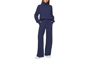 Casly Lamiit Women's 2 Piece Outfits Lounge Set 2024 Oversized Half Zip Sweatshirt Wide Leg Sweatpant Set Sweatsuit Tracksuit