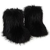 QMFUR Kids Girls Boys Furry Fluffy Short Snow Boot Suede Faux Fur Boot Winter Warm Mid-calf Boot Comfortable Flat Shoes Outdoor