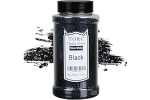 TORC Black Chunky Glitter 1 Pound 16 OZ Glitter for Resin Crafts Tumblers Cosmetic Makeup Nail Art Festival Decoration