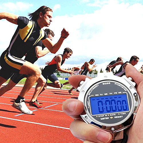 LAOPAO Stopwatch,1/100th Second 2 Lap Memory, Clock Daily Rainproof Digital Timer for Sports Match,Competition,Coach,Referee,Training,Timing