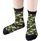 Samgula Green Camouflage Crew Socks for Woman Size 6-8 Classic Stripes Girls Socks