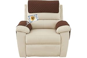 EXTLEZSA Sofa Armrest Cover,1/2/3 Seater Sofa Headrest Slipcovers Nonslip Armchair Cover Quilted Water Proof Furniture Protector for Recliner Leather Sofa Couch (Coffee,1 Seat Recliner 3 pc)