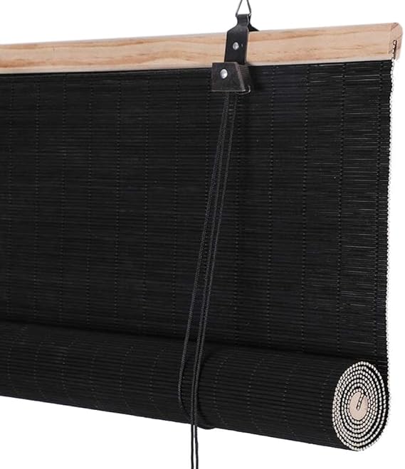 JcnfaRoller Shades Black Bamboo Roller Blind， Bamboo