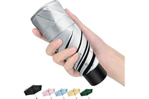 HEXSOLID Travel Mini UV Umbrella for Purse Handbag Backpack in Small Size Sun & Rain Protection Compact Lightweight Tiny Pocket Umbrella for Kids Women Men