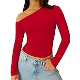 ForeFair Women Sexy Off The Shoulder Long Sleeve Top Y2k Ruched Going Out Tops Cute Slim Fit Fall T-Shirts