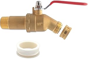 Hoeine Water Heater Drain Valve 3/4" MNPT Full Port - Brass Sediment Flush Valve with 2 Inch Shank, 180° Handle Garden Hose Adapter Hot Water Heater Replacement Parts Fast Drain Tool Kit