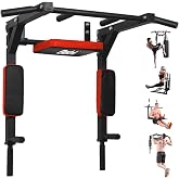 BESTHLS Wall Mounted Pull Up Bar and Dip Station, Heavy Duty Wall Mount Pull-up Chin Up Bar Multifunctional Home Gym Workout Indoor Exercise Equipment Support to 440 Lbs