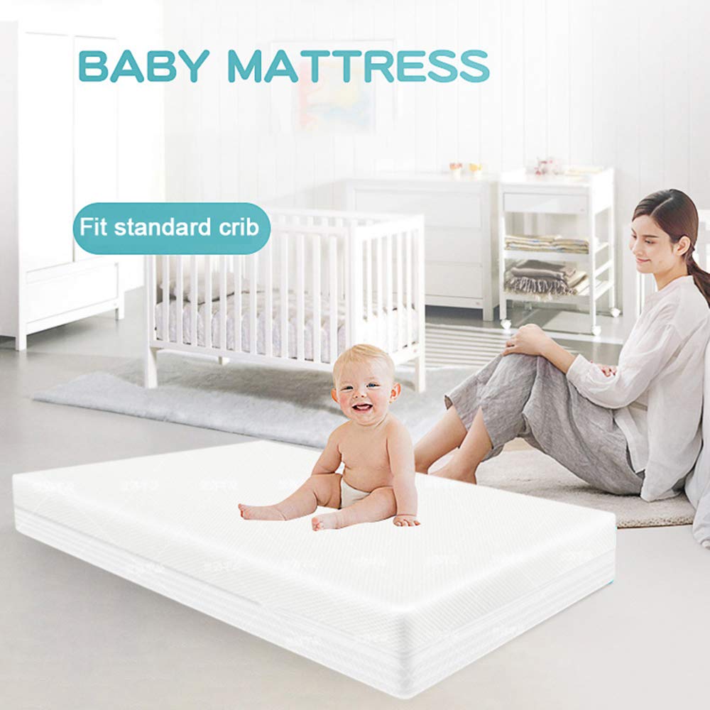 Baby Crib Mattress, Toddler Bed Mattress for Infant Newborn Kids, Breathable Premium Dual Sided Comfort Memory Foam Toddler Bed Mattress with Removeable Cover, White : Baby