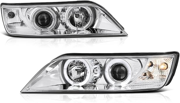 Amazon Com For 1996 2002 Bmw Z3 Led Halo Ring Chrome Projector Headlight Headlamp Assembly Driver Passenger Side Automotive