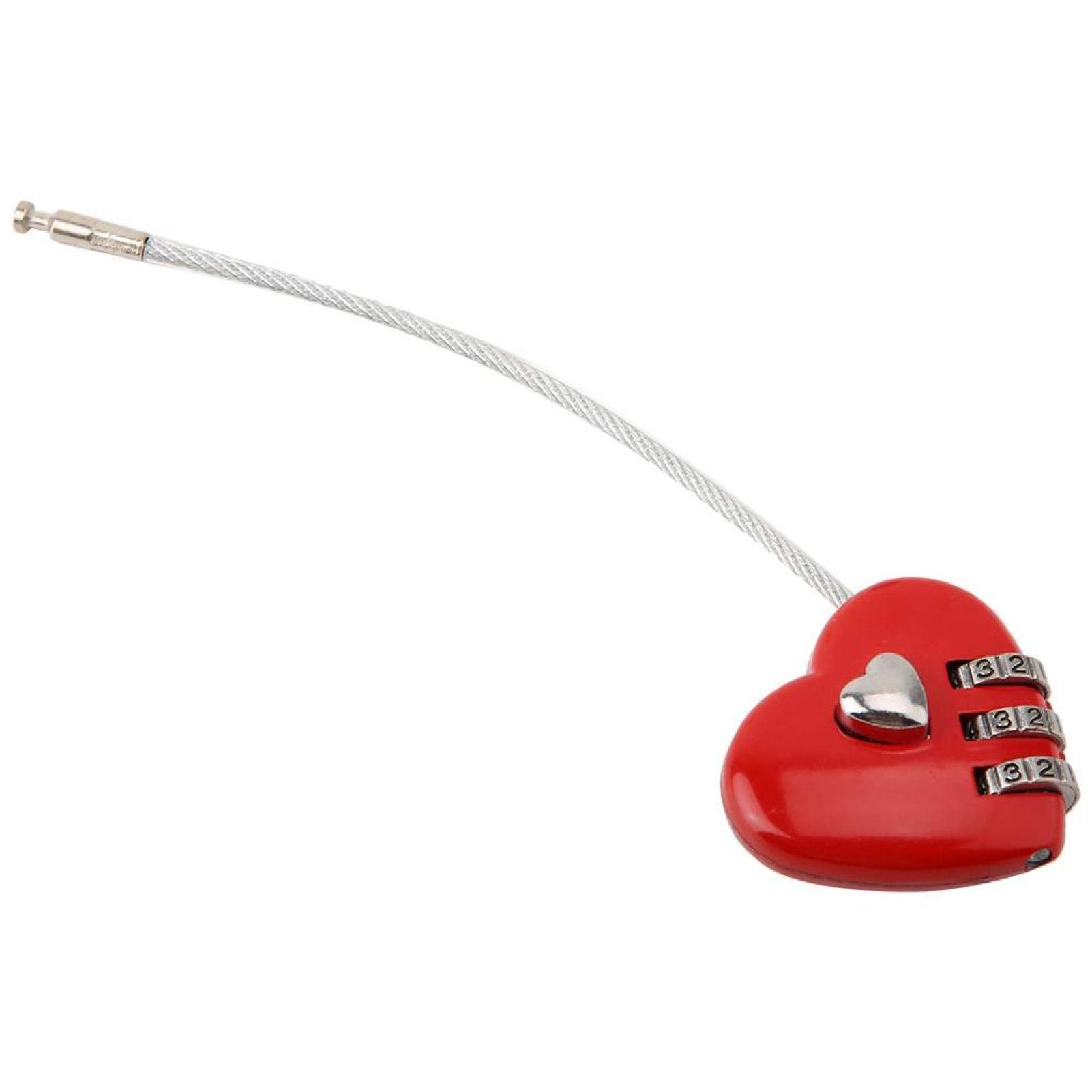 Code Padlock, Couple Padlock, Mini Heart-Shaped Hall Locker Durable Portable for Luggage Backpack Jewelry Box (Red)