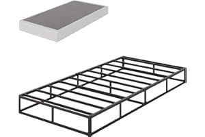 Bednowitz Twin Box Spring, 9 Inch High Profile Box-Spring with Fabric Bed Cover, Noise Free Sturdy Metal Frame, Heavy Duty Steel Structure Mattress Foundation, Easy Assembly