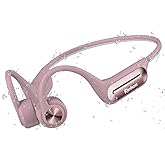KIM HOST Bone Conduction Headphones, Open Ear Headphones with MP3 Mode 32GB, 10Hrs Playtime IP68 Waterproof Swimming Headphones Secure Fit for Running, Cycling, Work, Gift（Pink）