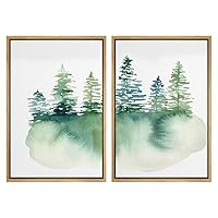 SIGNWIN 2 Piece Framed Canvas Wall Art Nordic Style Abstract Trees Canvas Prints Home Artwork Decoration for Living Room,Bedroom - 16