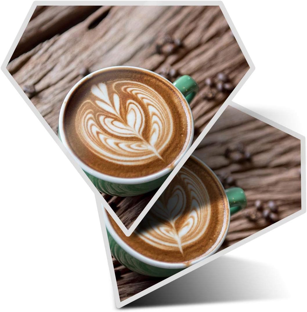 Awesome 2 x Diamond Stickers 7.5 cm - Latte Coffee Shop Art Barista Cafe Fun Decals for Laptops,Tablets,Luggage,Scrap Booking,Fridges,Cool Gift #12311