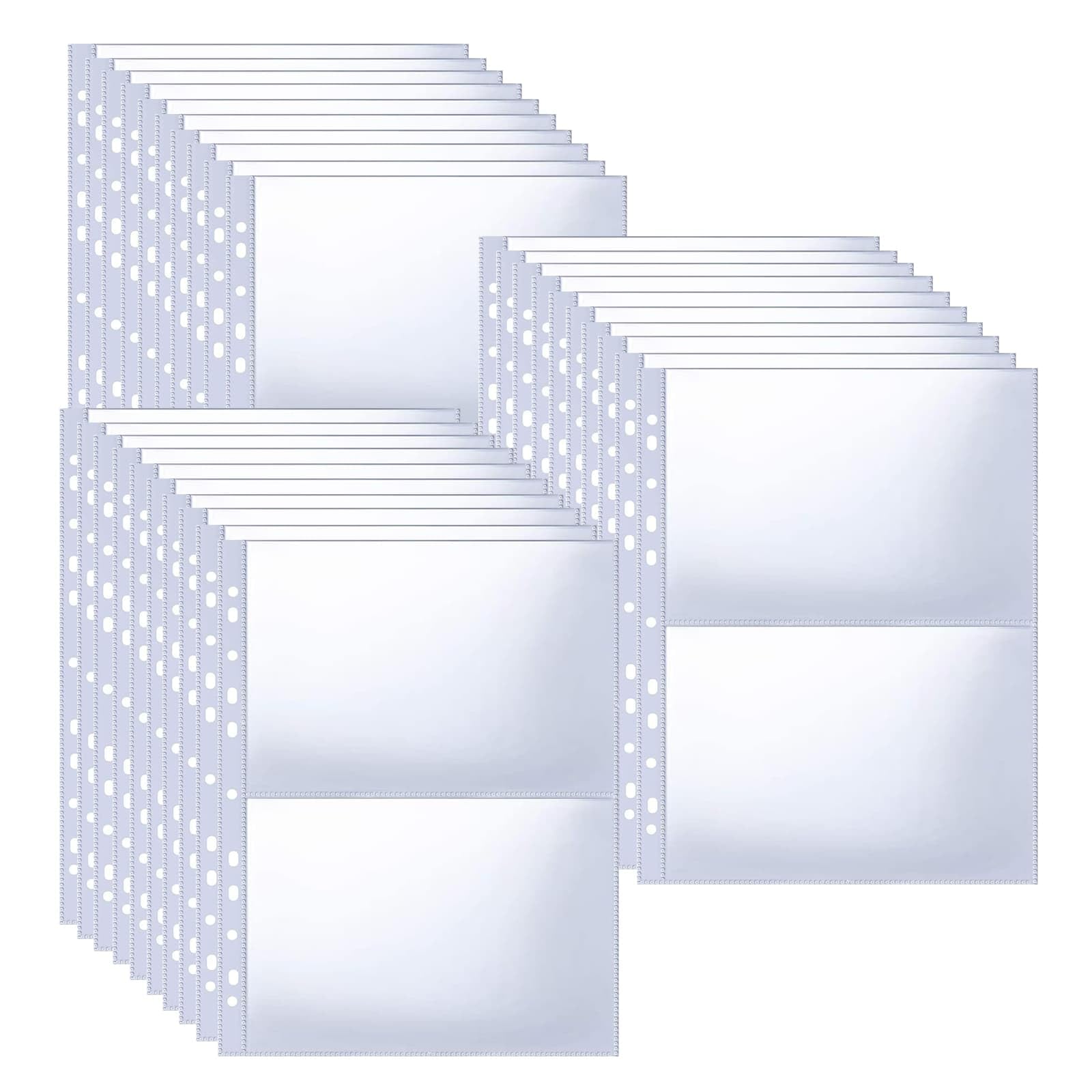 30pcs A4 Transparent Postcard Sleeves, Single Sided 2 Pocket Photo Pages, Top Loading Refill Pages for A4 2/3/4 Ring Binder