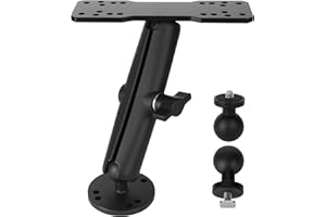 SOULKAWA Marine Fish Finder Mount for Boat, 1" Ball Mount for Fish Finder, with Kayak T-Bolt Track Base & Camera Connector, Compatible with Garmin, Lowrance, Raymarine, for RAM Systems