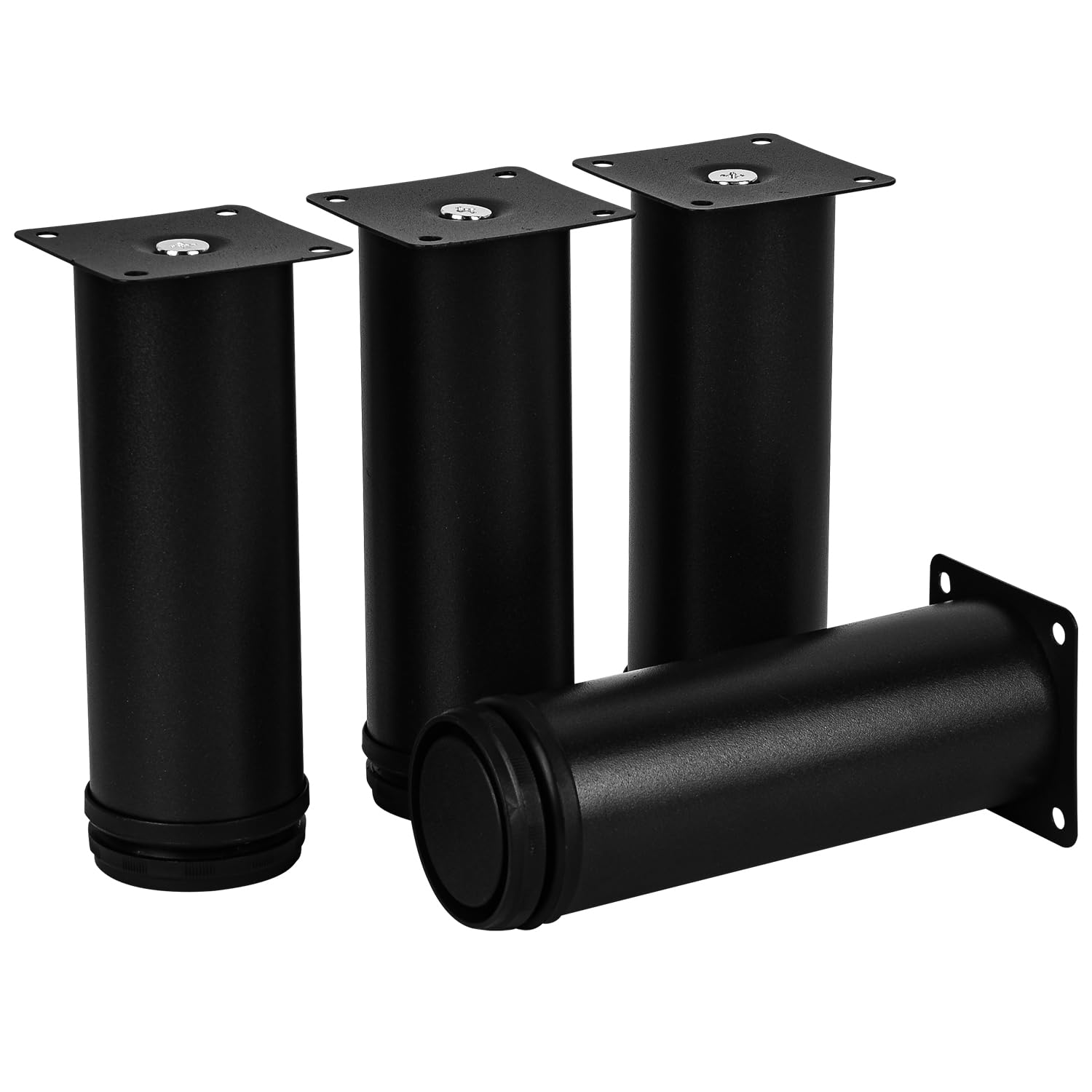 TCHOSUZ 6 Inch Metal Furniture Legs, Stainless Steel Black Round Table Sofa Legs Couch Feet with Screws,Modern Furniture Replacements Feet for DIY Cabinet Nightstand TV Bench Stand 4 Pieces 15cm