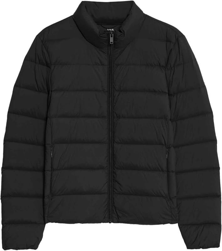 Chaqueta acolchada de guardado fácil con plumas y plumón Negro UK 18 (EU 46)