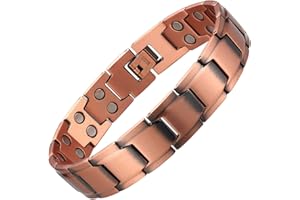 MagEnergy Copper Bracelet for Men, 99.9% Pure Copper Magnetic Bracelet with Double Row Magnets Adjustable Jewelry Gifts