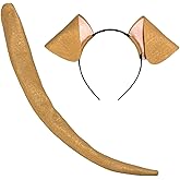 Puppy Dog Ears Headband and Tail Set, Tan Beige Golden Yellow Bendable Halloween Costume Accessories