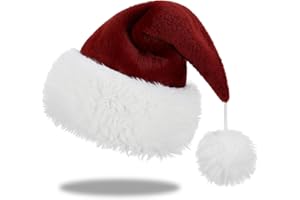 Slsxip Personalized Santa Hat for Adults, Super Soft Plush Holiday Christmas Hat, Xmas New Year Party Headwear