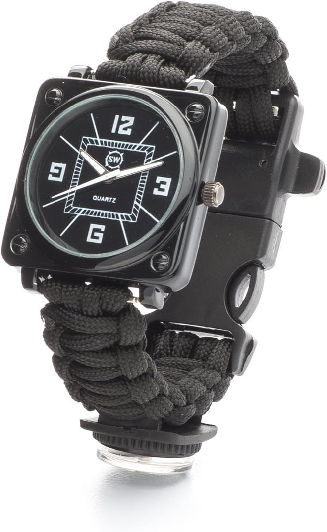 survivalWATCH Tactical Paracord Survival Watch / Paracord Bracelet with Fire Starter, Emergency Whistle, 550-lb Paracord Band, Compass - The BEST Survival Gear and Time-Piece - 4 Colors, 3 Sizes + FREE SHIPPING