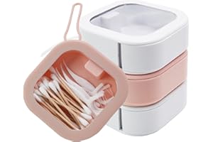 Potanro Hair Tie Organizer Small Portable Hair Tie Holder Organizer 4 PCS Cotton Swab Holder Clear Plastic Apothecary Jar Set for Bathroom Canister Storage Organization, Vanity Makeup Organizer