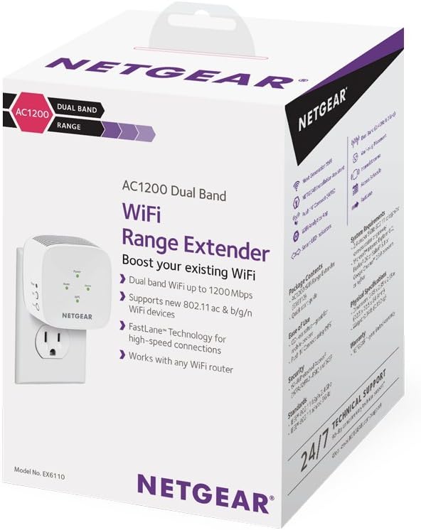 NETGEAR WiFi Extender Booster EX6110, White