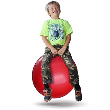 Jukkre Toys Hopper Ball for Kids Ages 3-6 (Hippity Hop Ball, Hopping Ball, Bouncy Ball with Handles, Sit & Bounce, Kangaroo Bouncer, Jumping Ball, 20 Inches, Multi, Pump Included)