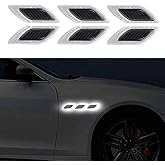6 PCS 3D Strong Reflective Stripe Sticker,High-Intensity Night Visibility Reflective Decal Safety Warning Diamond Grade Carbon Fiber for Car SUV (White)