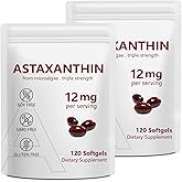 2 Pack Astaxanthin 12mg,Premium Astaxanthin Antioxidant Supplements with Antioxidant Activity, Supports Eye, Immune, Joint, Skin Health, Internal Circulation