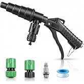 QUFYSK Coolant Flush Gun, Heater Core Flush Kit for 19-40mm Hoses | Lever Action, Air &amp; Water Radiator Flush Kit with 1/2", 5/8" and 3/4" Hose Adapters, 1/4" Air Fitting and PTFE Tape